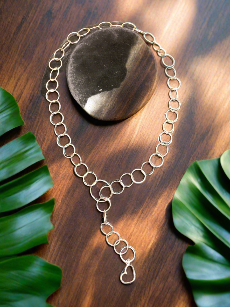 Sterling Silver Lariat w/ Heart Detail